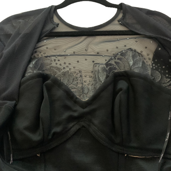 TASHASHI SHOJI Vintage‎ Sheer Black Beaded Embellished Formal Shift Dress - Picture 5 of 12